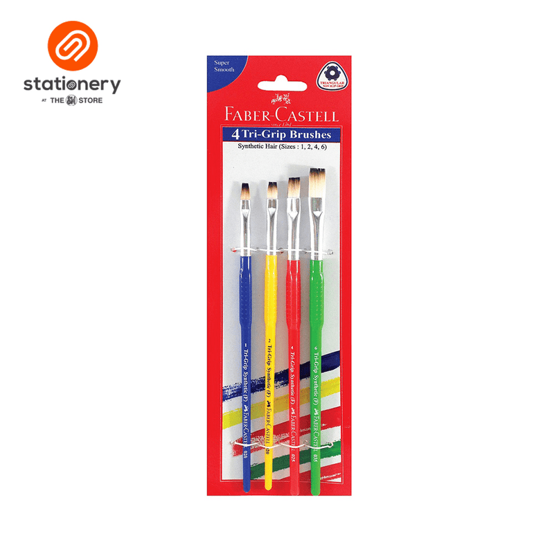 Faber Castell Tri-Grip Flat Brushes Pack of 4-zoom-